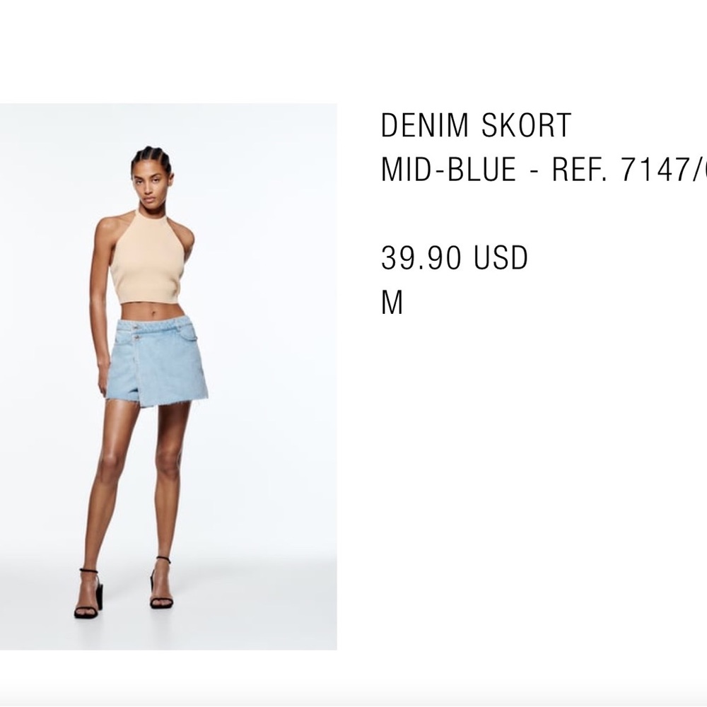 NWT zara denim skort size M